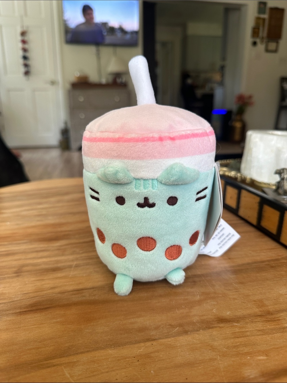 Pusheen Mint Green & Pink Boba Cat Plush new with tags